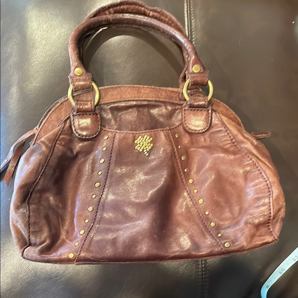 Lucky Brand Brown Leather handbag with gold accents